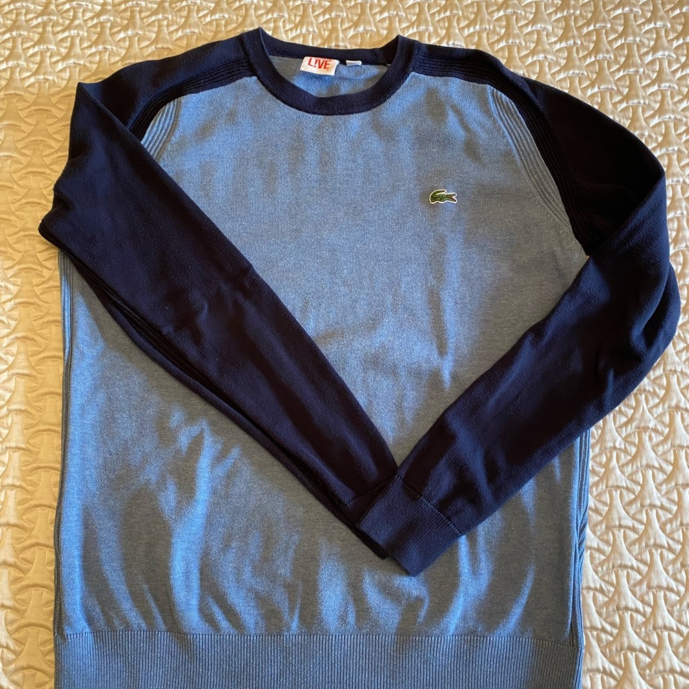 Lacoste Men's Two-Tone Blue Crewneck Sweater